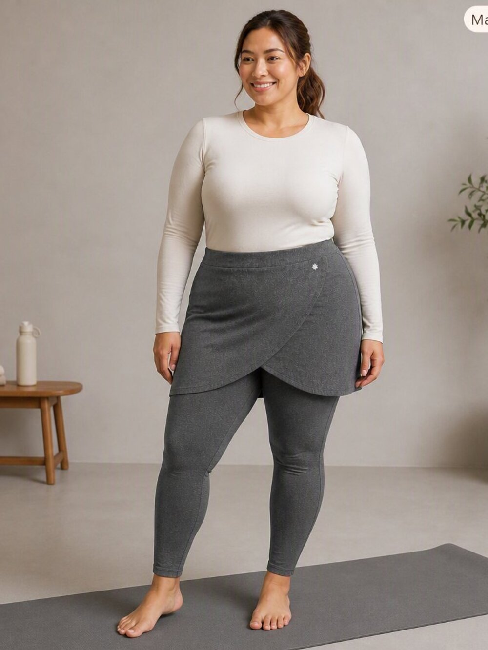 Snoga Athletics Gray Faux Wrap Skirted Leggings Size Large Modest Activewear